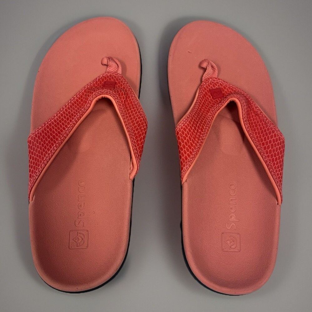 Spenco Yumi 2 Snake Women's Orthotic Sandal Terra Cota Beach Salmon Pink- Size 7